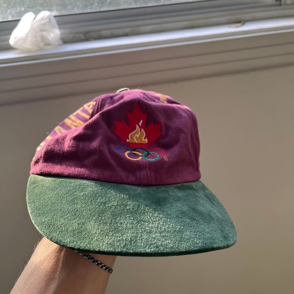 Vintage 1996 Atlanta Olympics Team Canada Hat Burgundy Green Paisley Underbrim